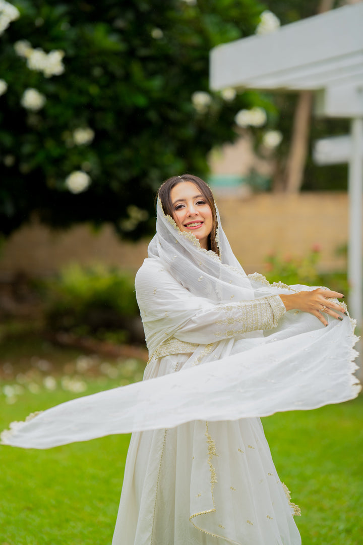 Omal by Komal - TARANA (Shirt & Dupatta ) - White - Lawn - 2 Piece