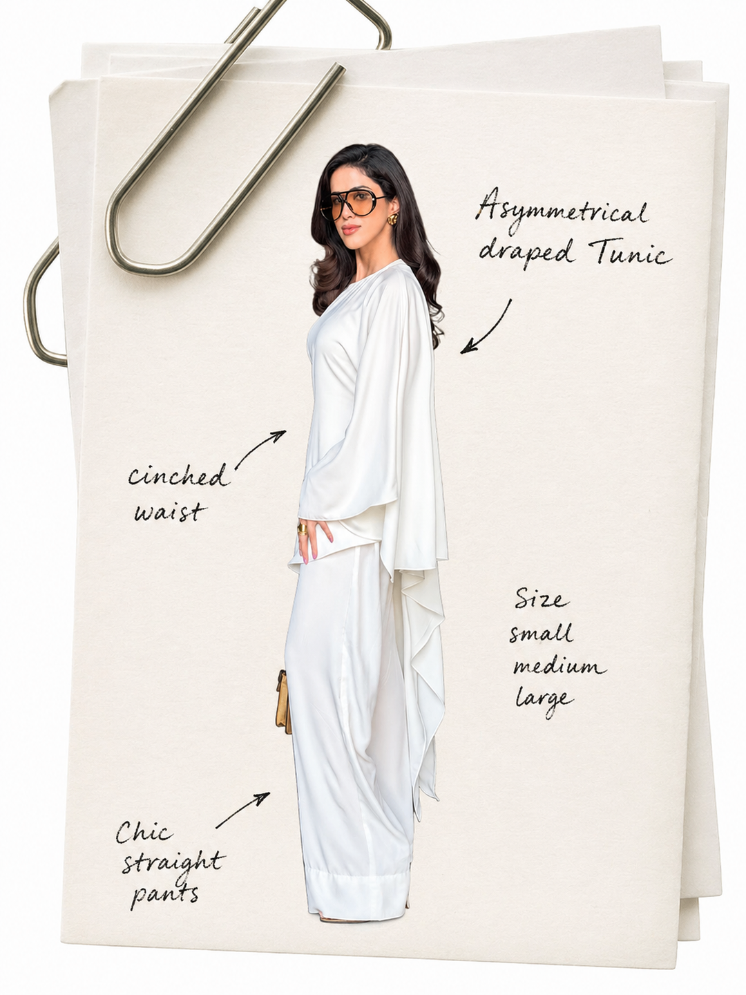 Leon - Premium crepe Nao Set For Women - White - 2 Piece - Studio by TCS