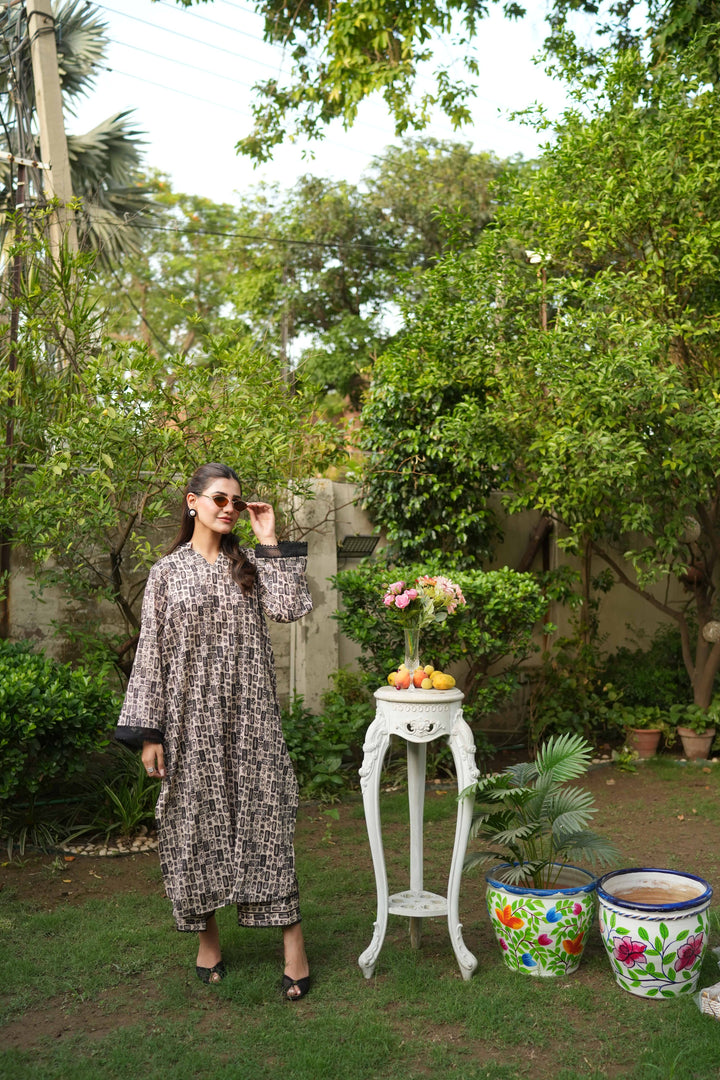 Ombrella - Monochrome Muse Lawn Suit For Women - 2 Piece