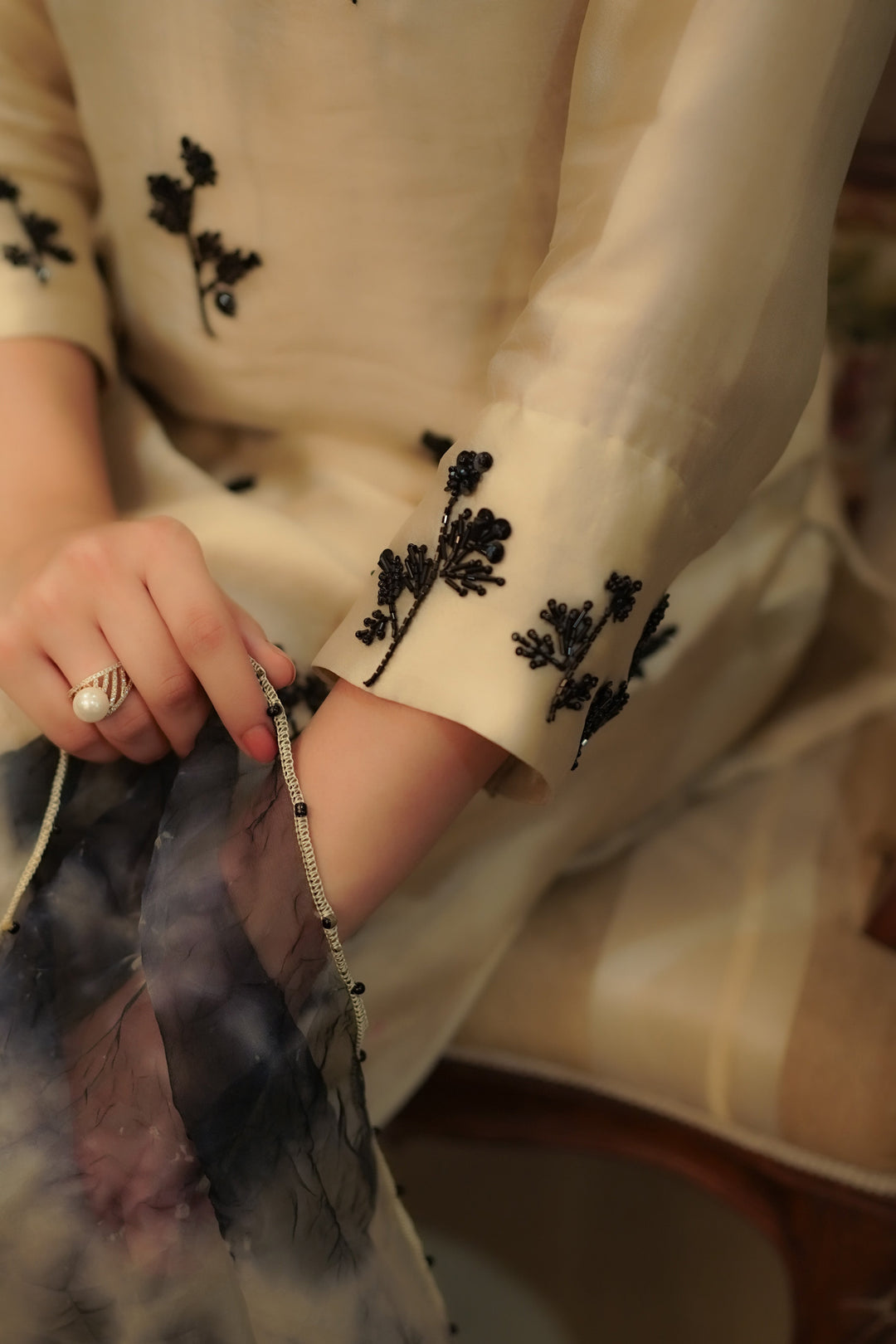 Syah - Aanchal - Tissue Silk - Champagne - 3 Piece