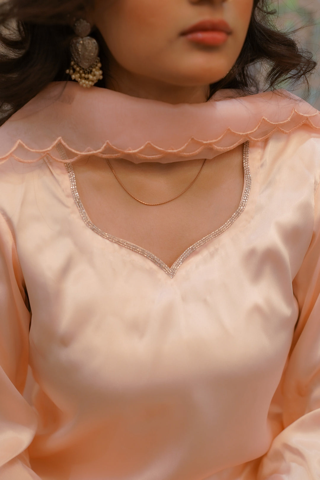 Syah - Kanwal - Satin Silk - Pastel Pink - 3 Piece