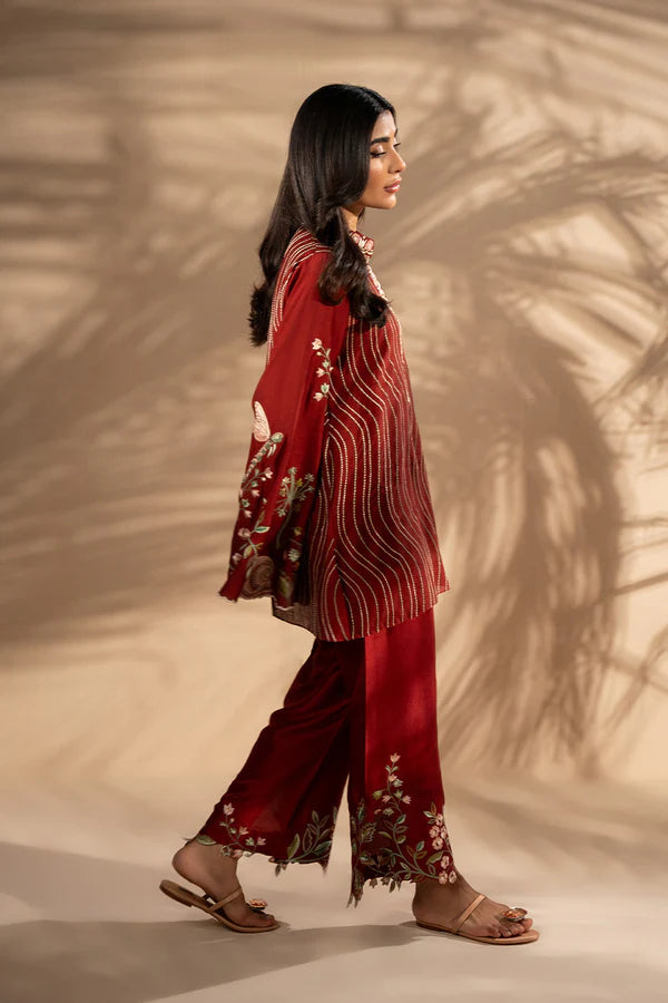 Sania Maskatiya - Ilara - Khaddi Silk / Khaddi Silk - Rosewood - 2 Piece