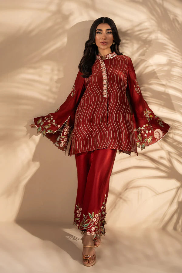 Sania Maskatiya - Ilara - Khaddi Silk / Khaddi Silk - Rosewood - 2 Piece