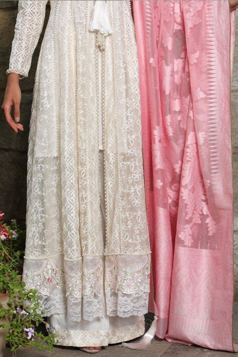 Irum Ghani Trends - Amethyst - White & Pink - 3 Piece - Organza