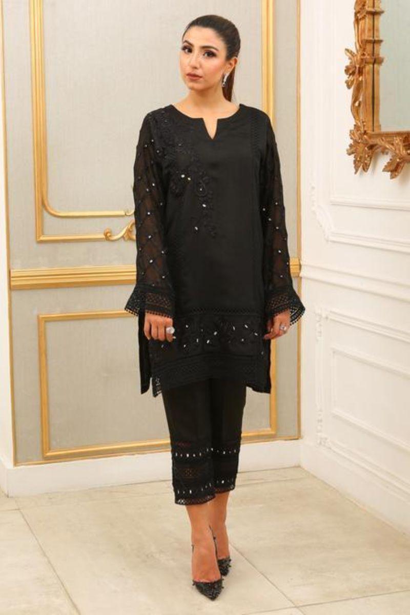 Irum Ghani Trends - Black - 2 Piece - Cotton Net