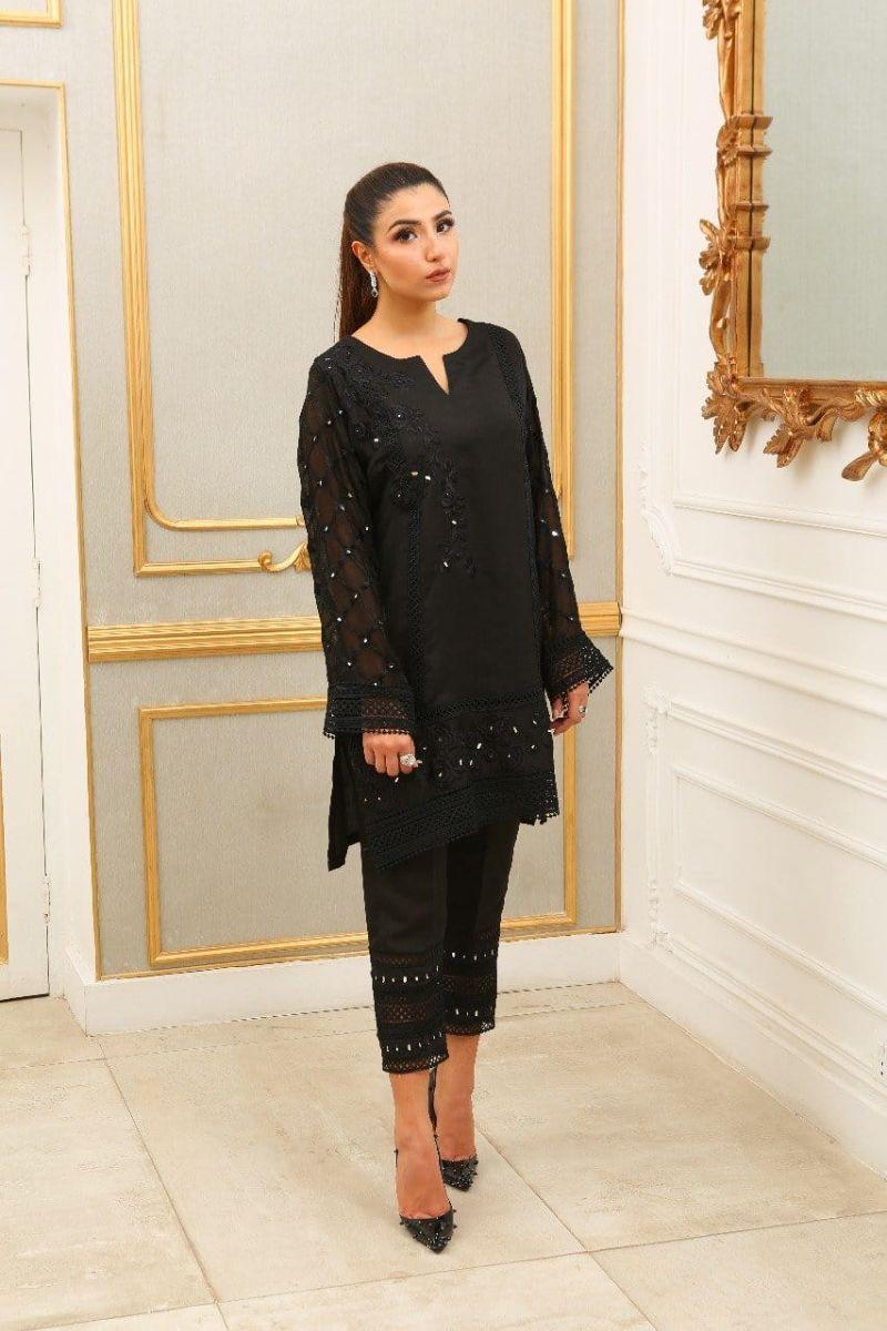 Irum Ghani Trends - Black - 2 Piece - Cotton Net