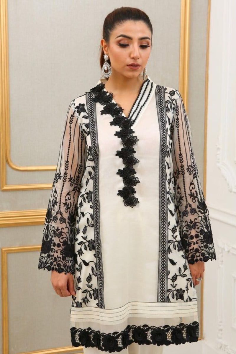Irum Ghani Trends - Black & White Luna - 2 Piece - Organza