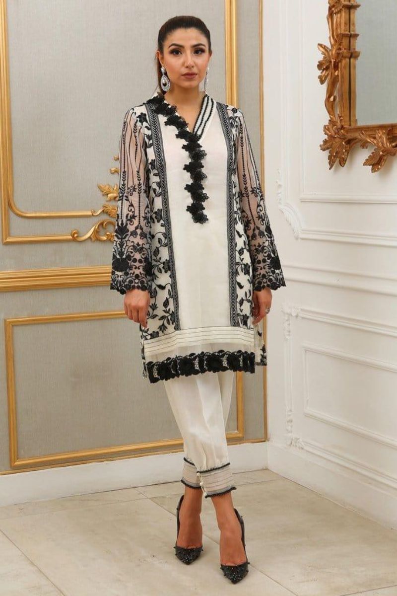 Irum Ghani Trends - Black & White Luna - 2 Piece - Organza