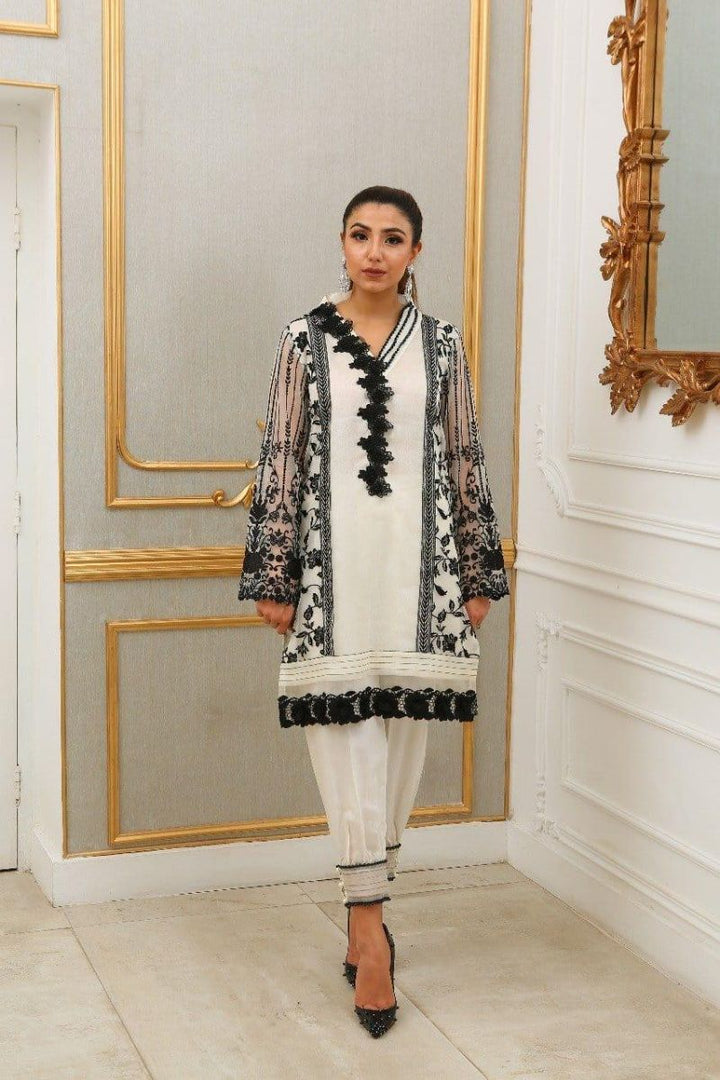 Irum Ghani Trends - Black & White Luna - 2 Piece - Organza