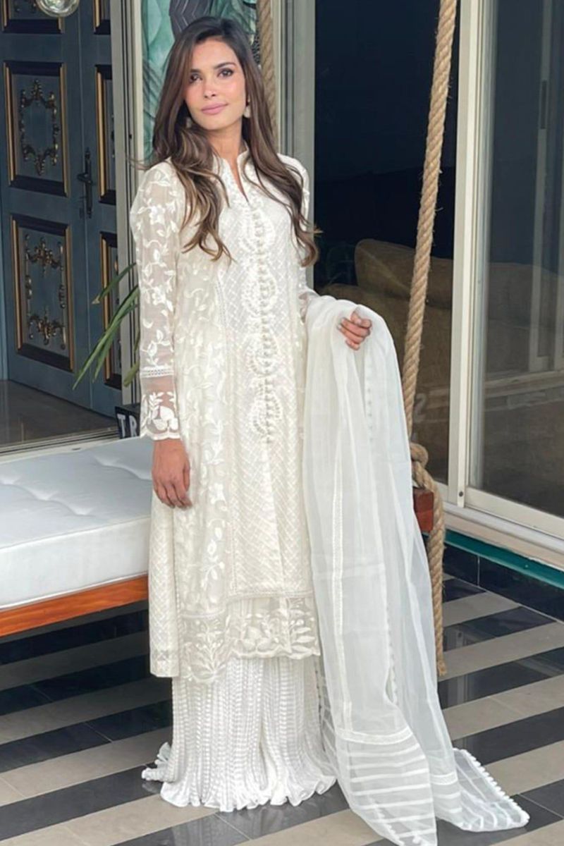 Irum Ghani Trends - Blooms - White - 3 Piece - Cotton Net & Organza