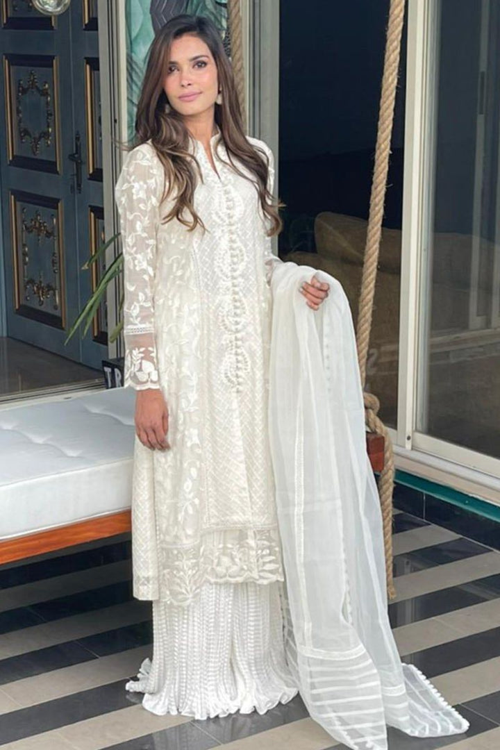 Irum Ghani Trends - Blooms - White - 3 Piece - Cotton Net & Organza