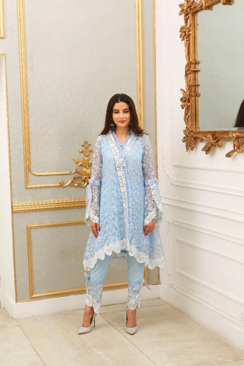 Irum Ghani Trends - Blue Moon Stone - 2 Piece - Organza