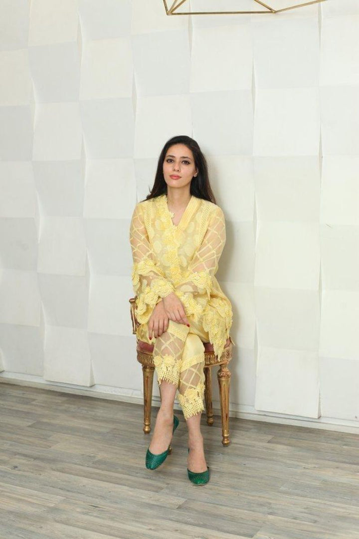Irum Ghani Trends - Calla - Yellow - 2 Piece - Silk & Organza