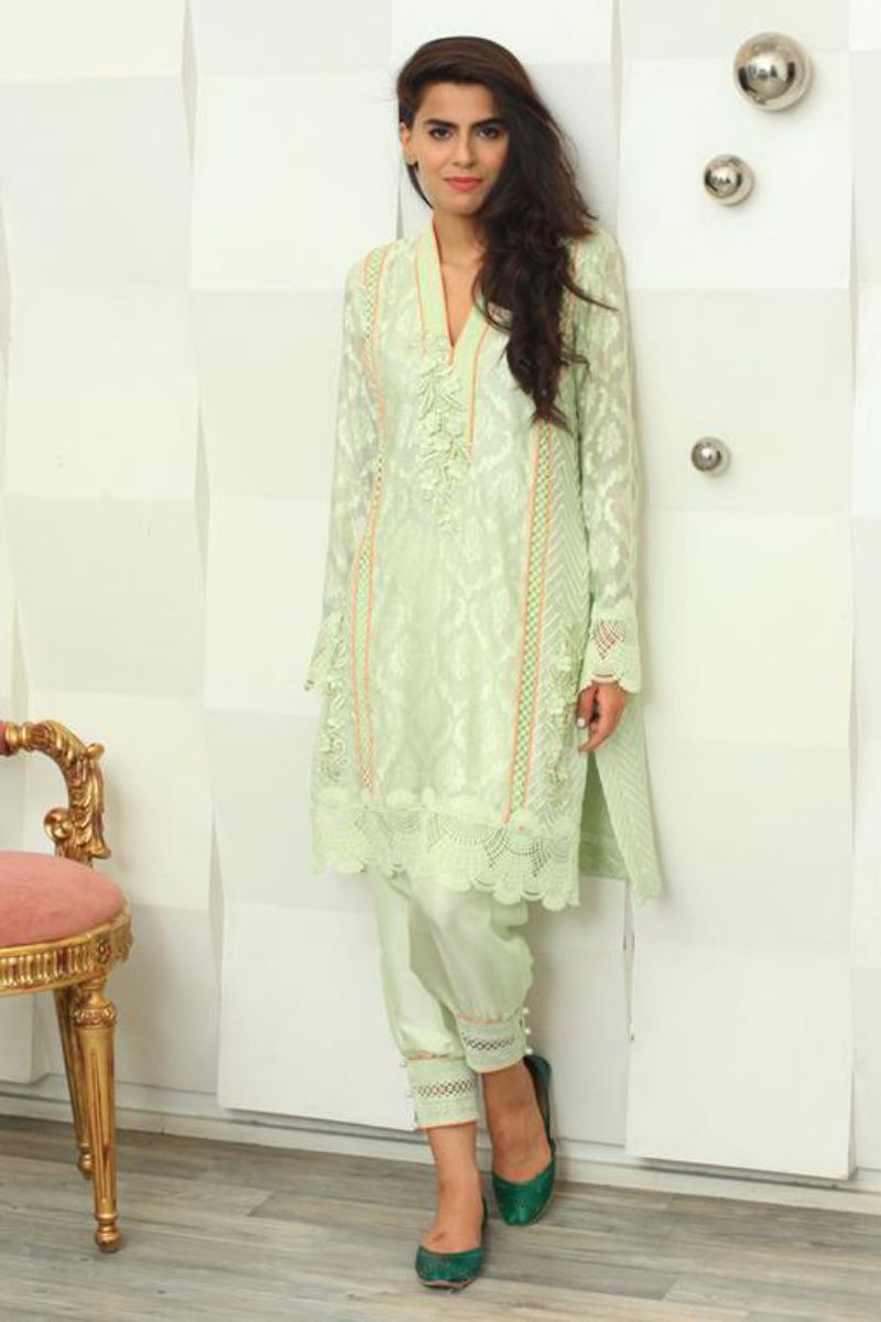 Irum Ghani Trends - Day Lily - Green - Cotton - 2 Piece