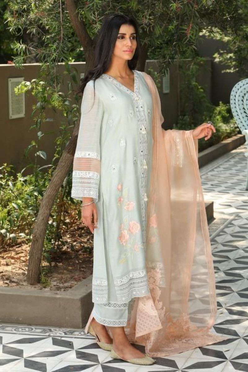Irum Ghani Trends - Edu De Nin - Sky Blue - 3 Piece