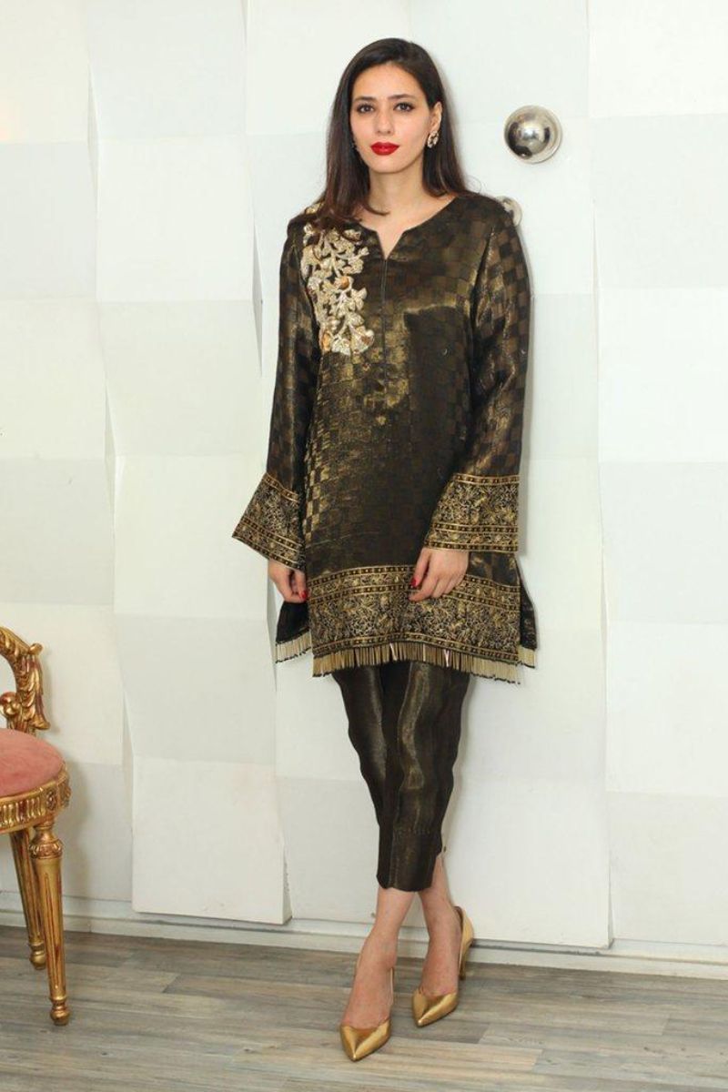 Irum Ghani Trends - Gold Rose - Black - 2 Piece - Cotton & Net