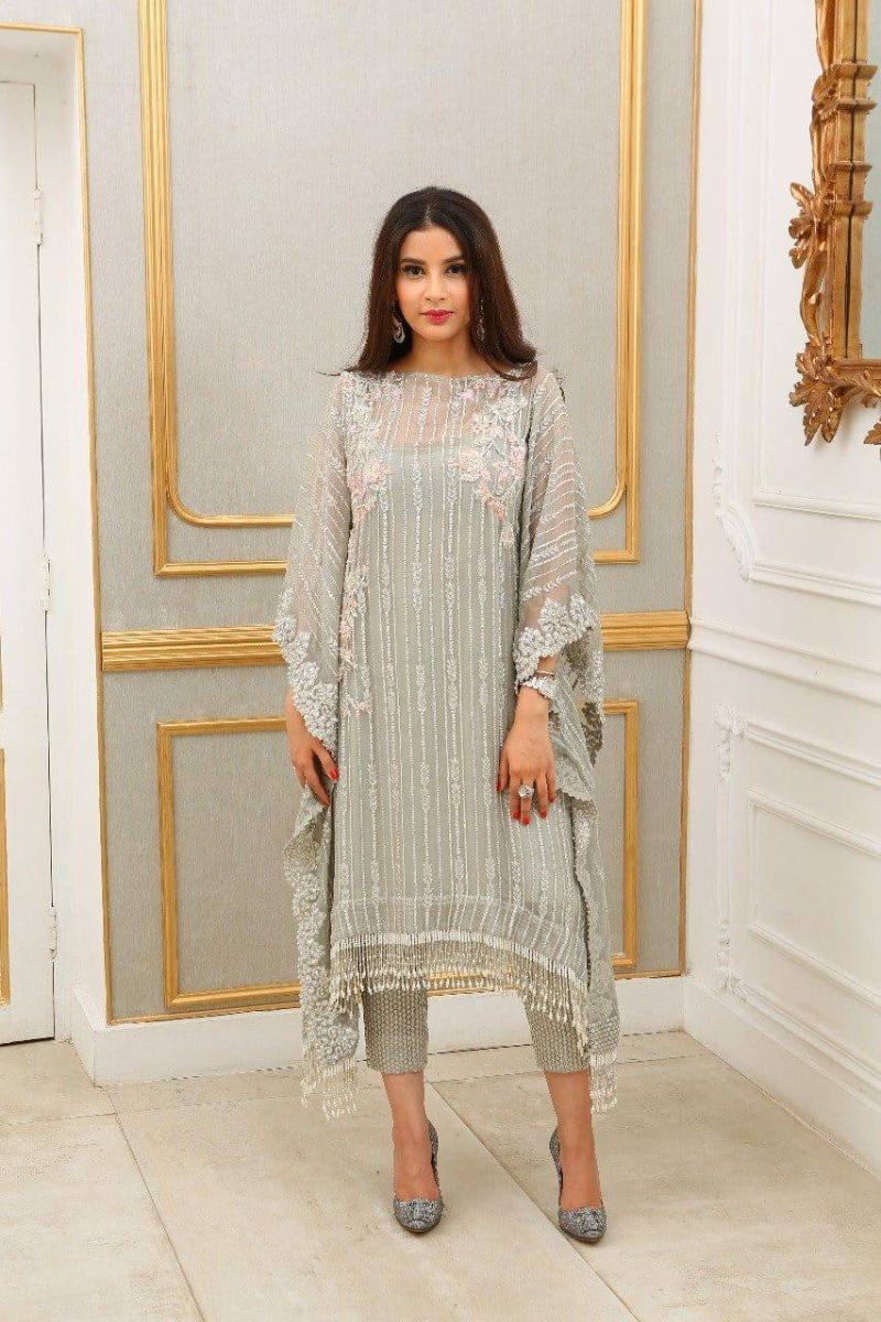 Irum Ghani Trends - Grey Dahlia - 2 Piece - Chiffon & Organza