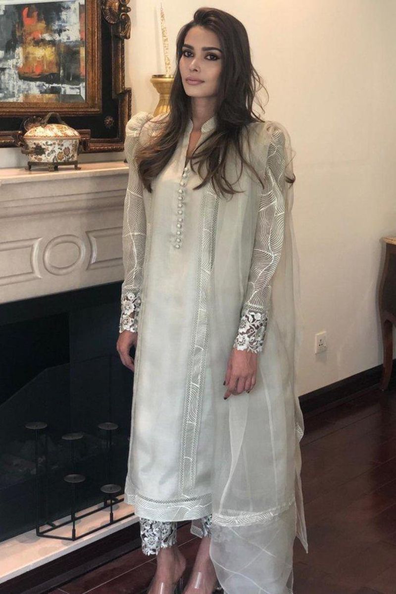 Irum Ghani Trends - Ice Mint Blush - 3 Piece - Organza
