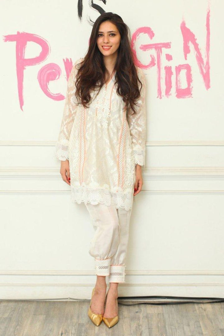 Irum Ghani Trends - Lilium - White - 2 Piece - Cotton Net
