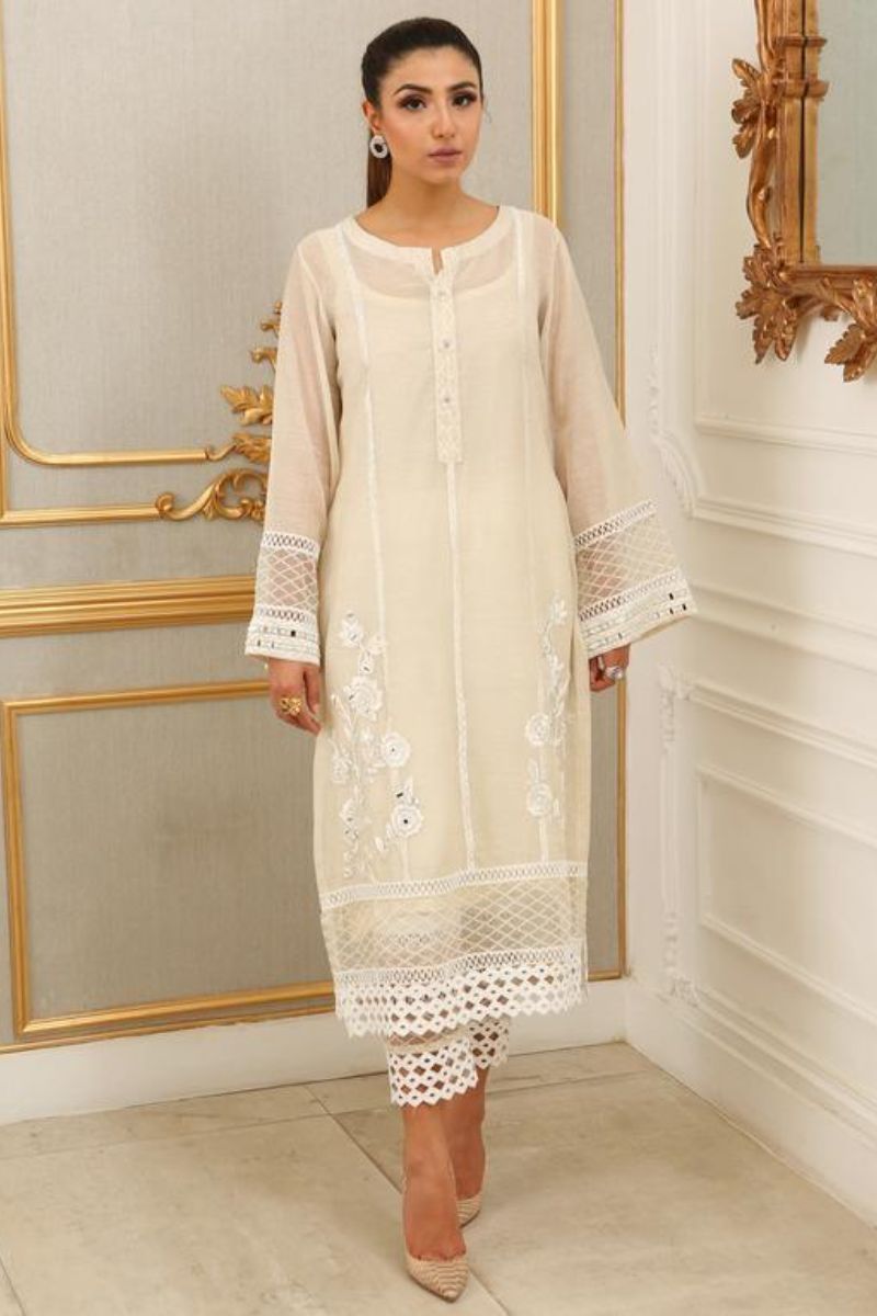 Irum Ghani Trends - Lilly White - 2 Piece - Organza