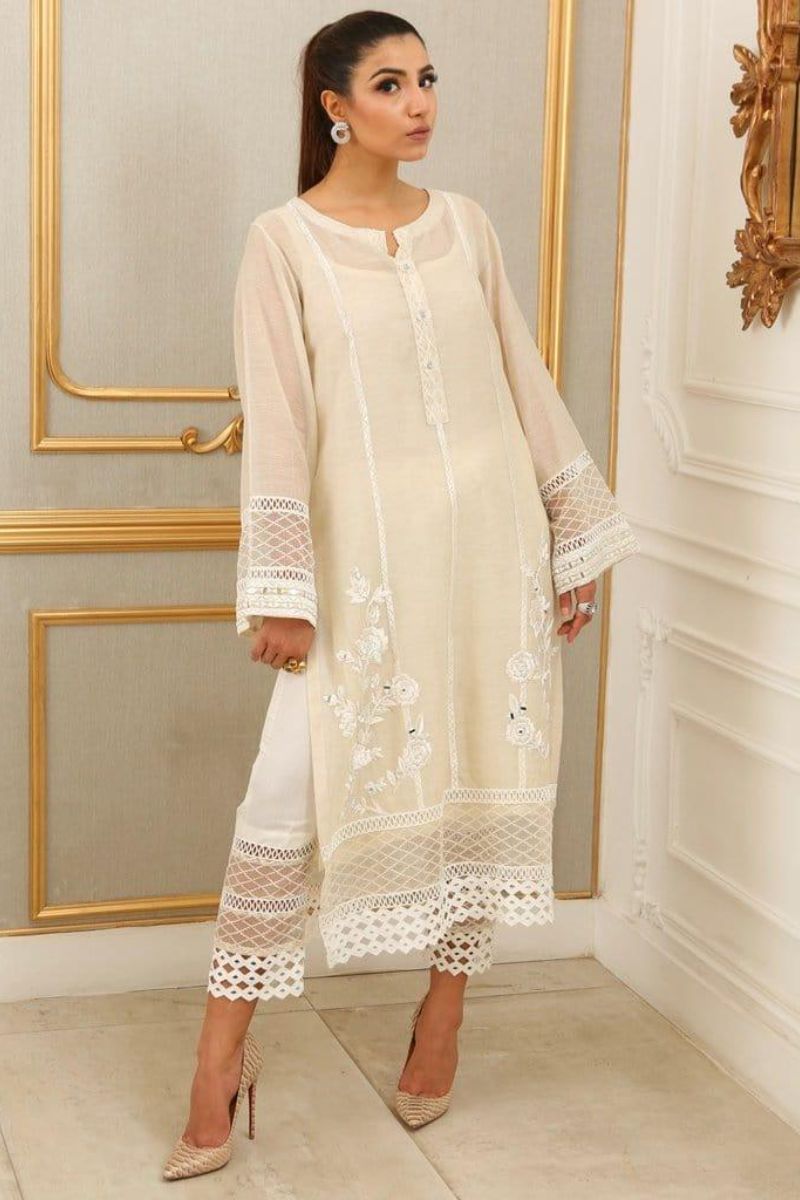 Irum Ghani Trends - Lilly White - 2 Piece - Organza