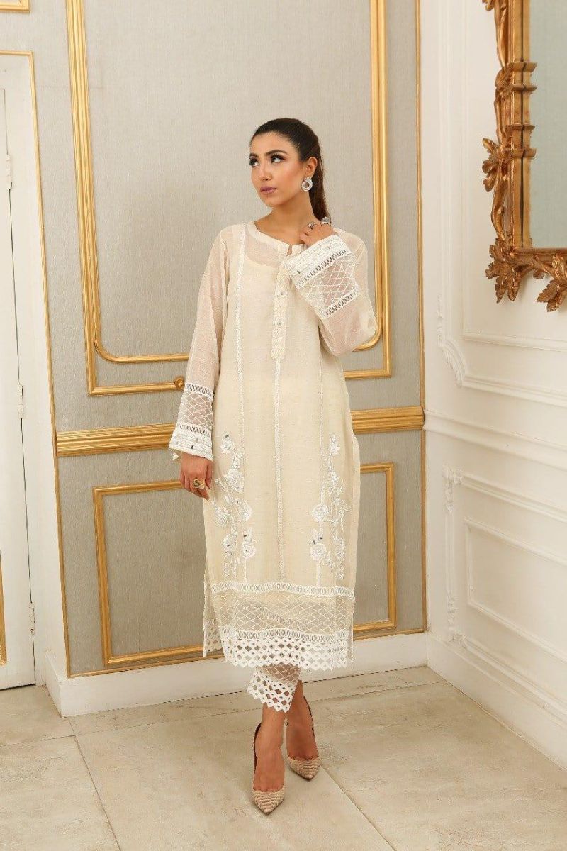 Irum Ghani Trends - Lilly White - 2 Piece - Organza