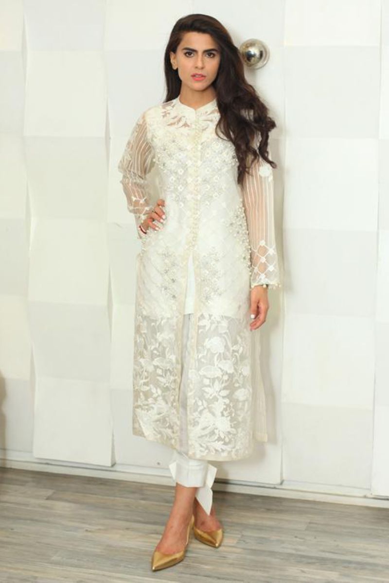 Irum Ghani Trends - Marigold - White - 2 Piece - Silk & Organza