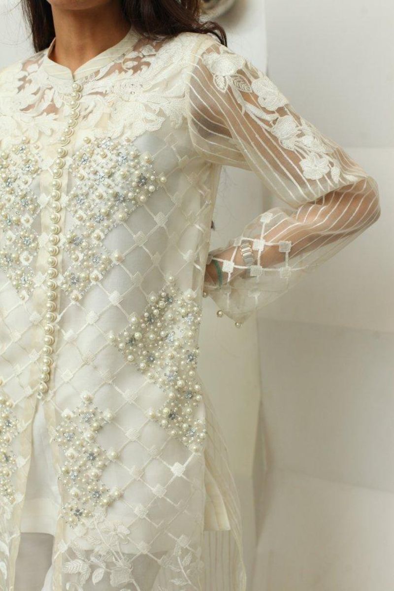 Irum Ghani Trends - Marigold - White - 2 Piece - Silk & Organza