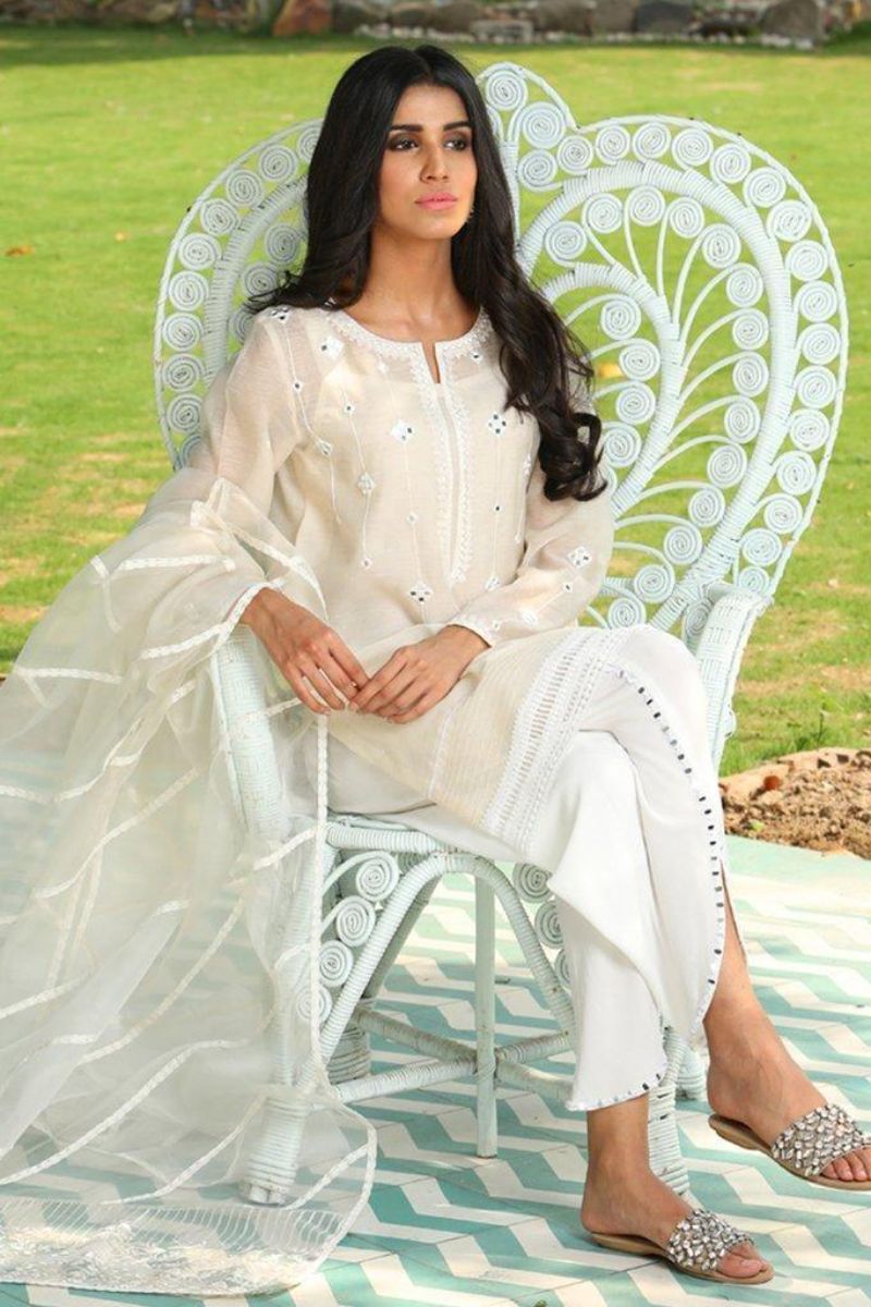 Irum Ghani Trends - Medieval Dream - Off White - 2 Piece - Organza