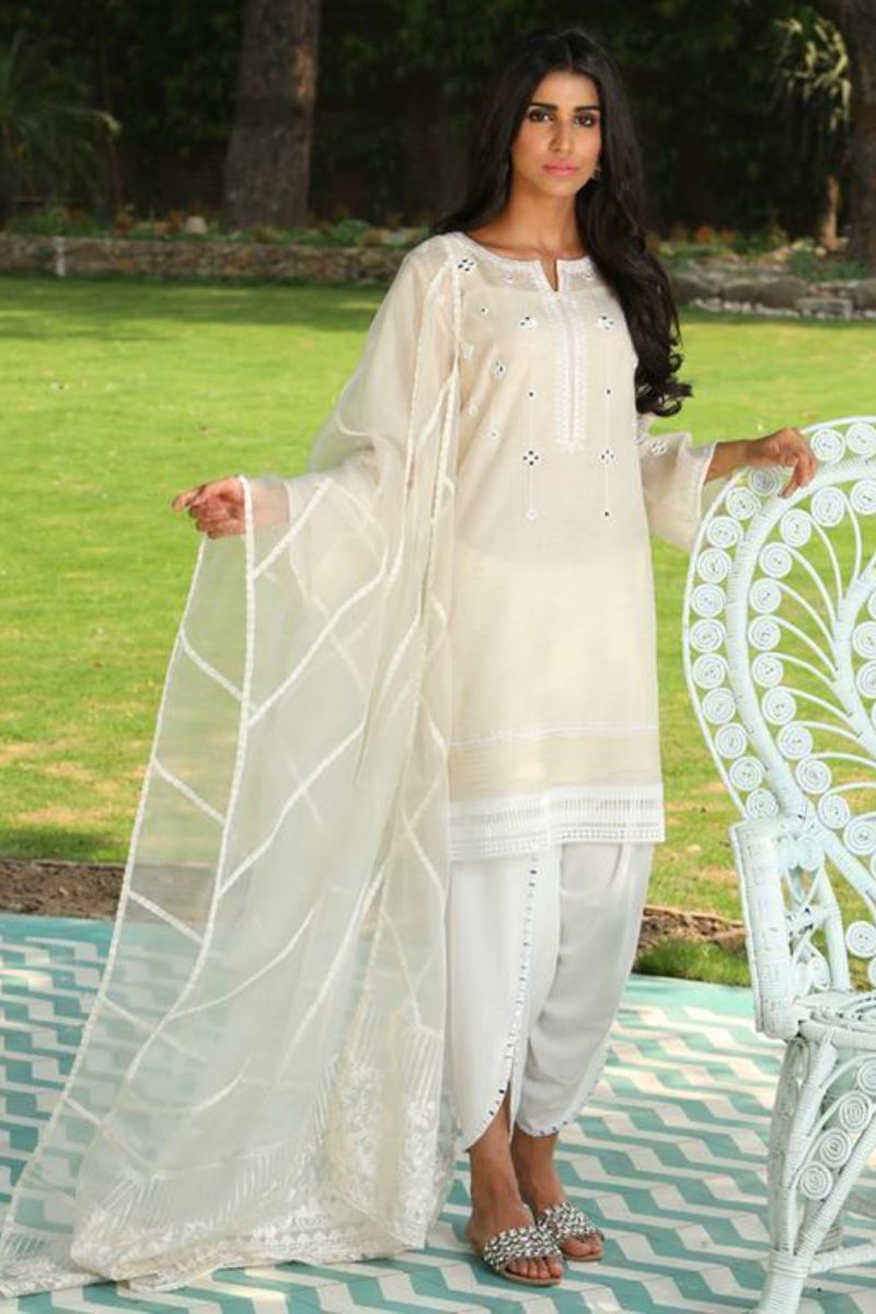 Irum Ghani Trends - Medieval Dream - Off White - 2 Piece - Organza