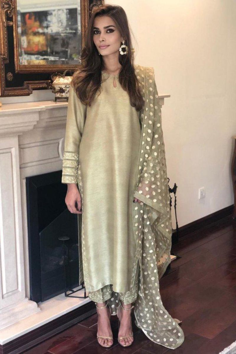 Irum Ghani Trends - Olive Fantasy - 2 Piece - Raw Silk