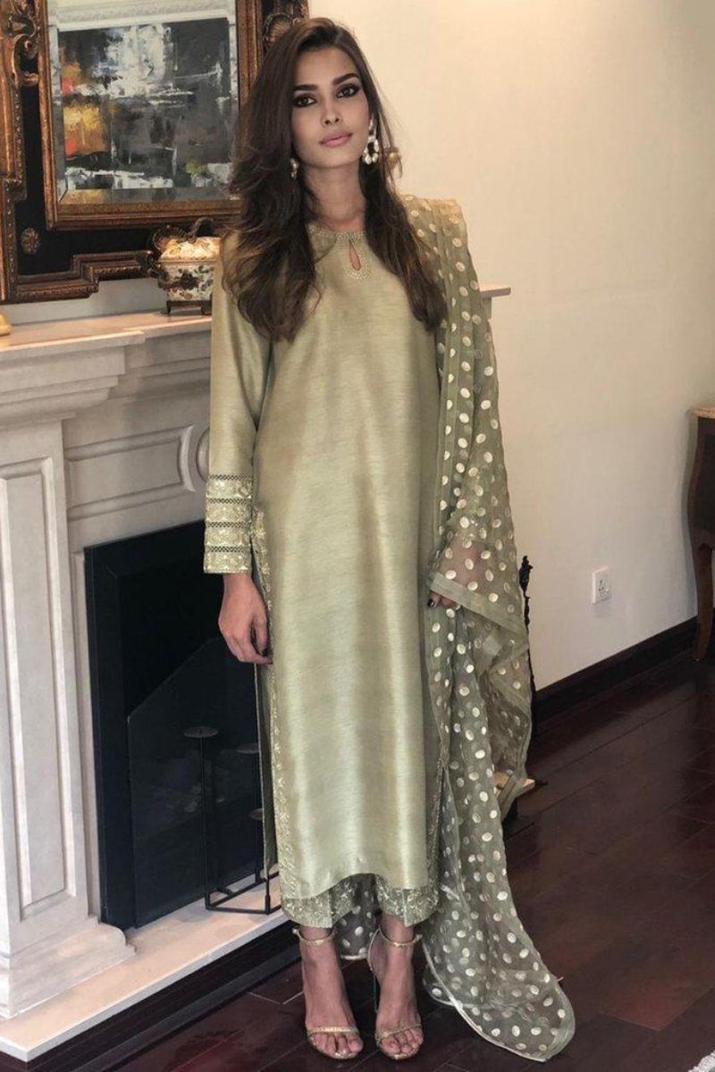 Irum Ghani Trends - Olive Fantasy - 2 Piece - Raw Silk