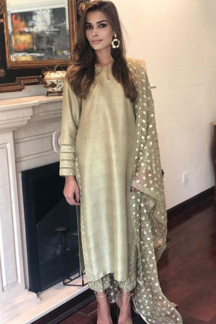 Irum Ghani Trends - Olive Fantasy - 2 Piece - Raw Silk