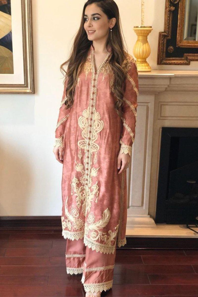 Irum Ghani Trends - Prime Peach - 2 Piece - Cotton Net