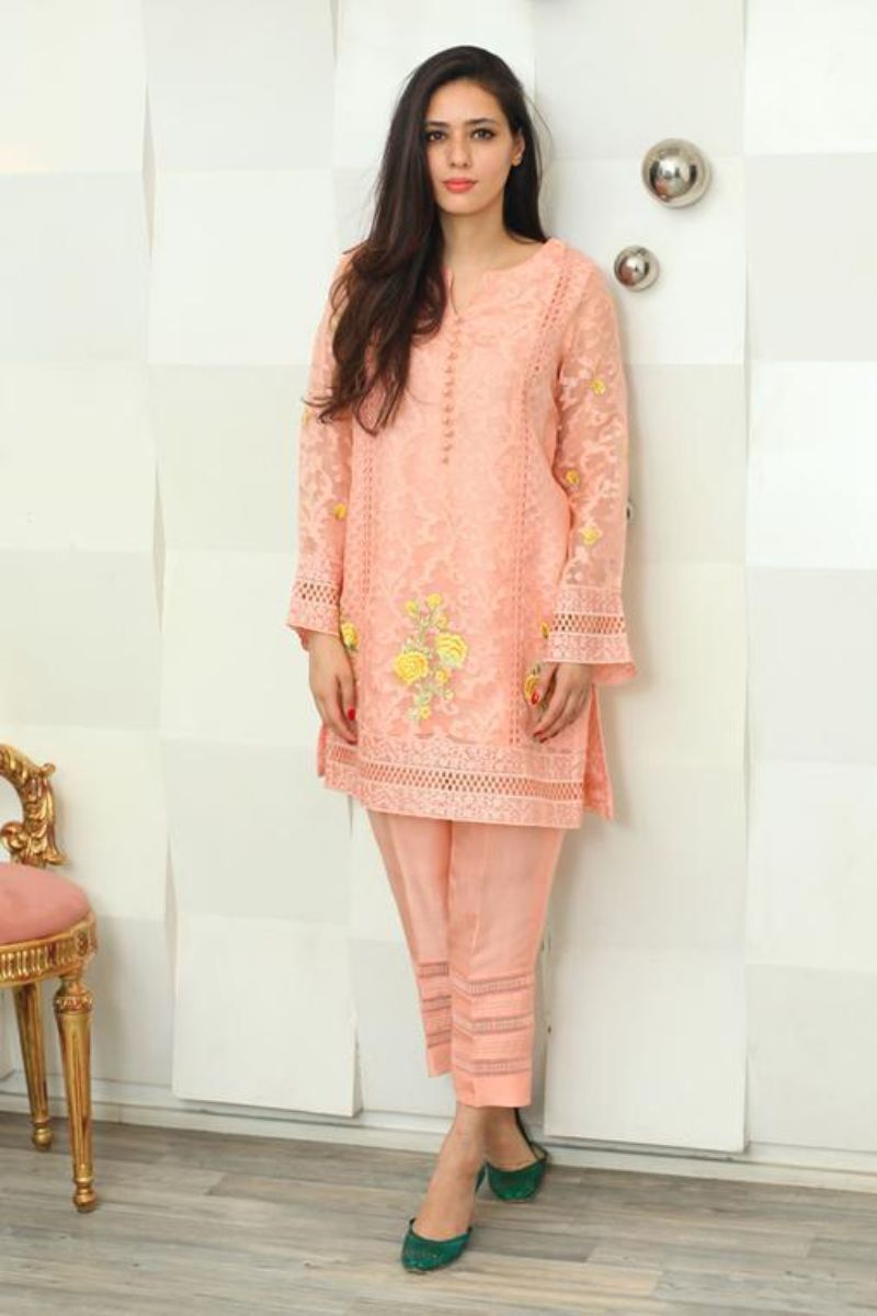 Irum Ghani Trends - Salmon Carnation - Pink - 2 Piece - Silk & Organza