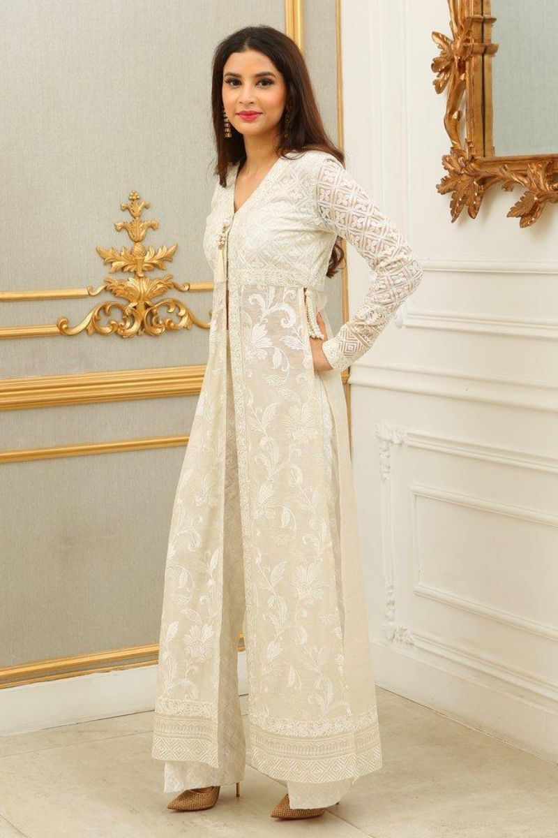 Irum Ghani Trends - White Okaya - 2 Piece - Khaadi Organza