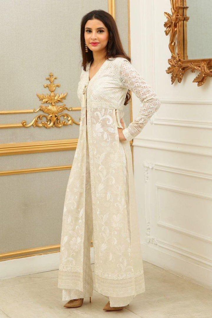 Irum Ghani Trends - White Okaya - 2 Piece - Khaadi Organza