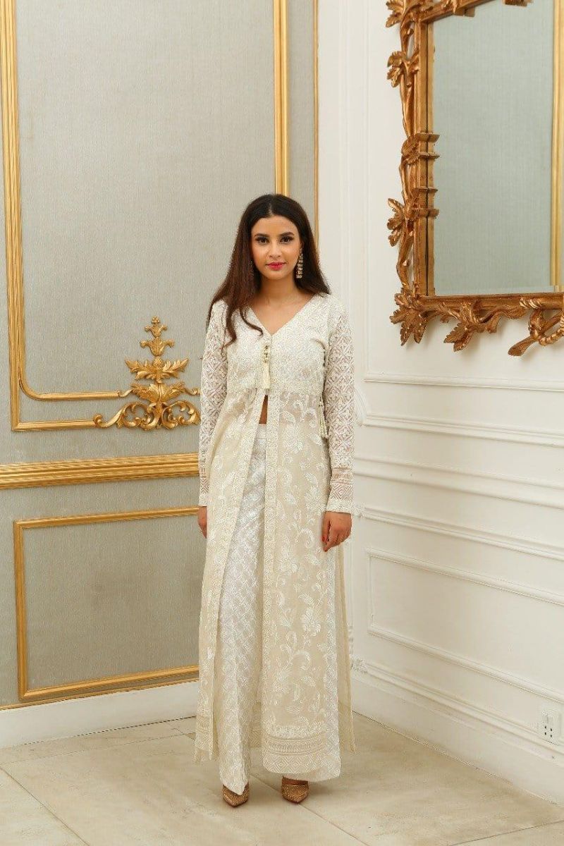 Irum Ghani Trends - White Okaya - 2 Piece - Khaadi Organza