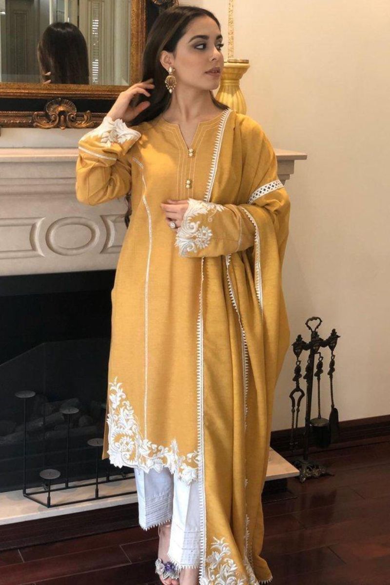 Irum Ghani Trends - Yellow Waves - 2 Piece - Karandi
