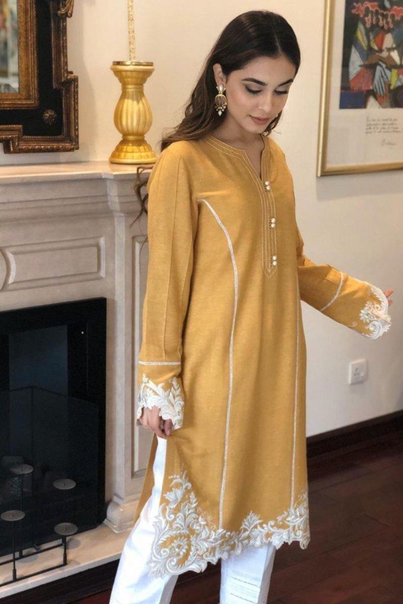 Irum Ghani Trends - Yellow Waves - 2 Piece - Karandi