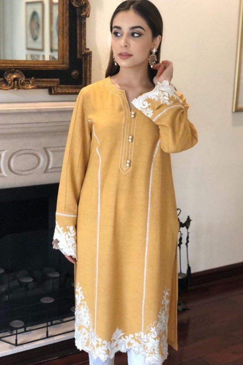 Irum Ghani Trends - Yellow Waves - 2 Piece - Karandi