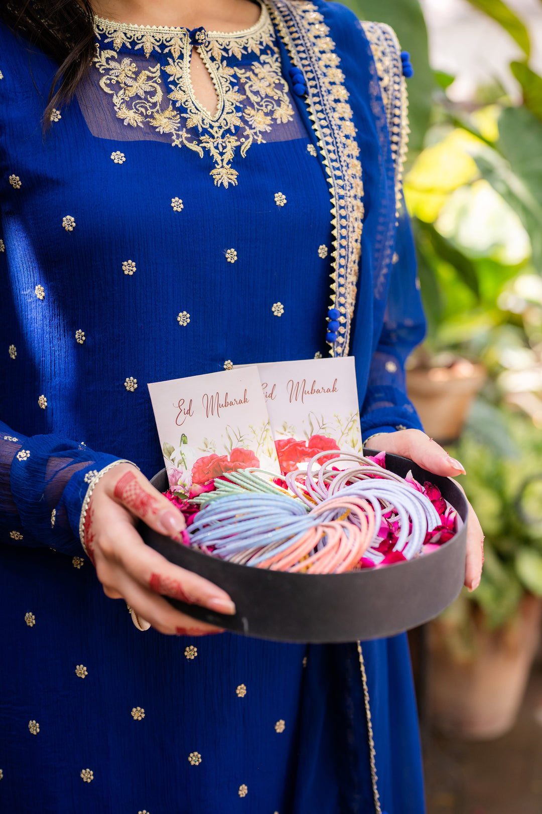 Omal by Komal - Izmir - Blue - Chiffon & Cotton Silk - 4 Piece