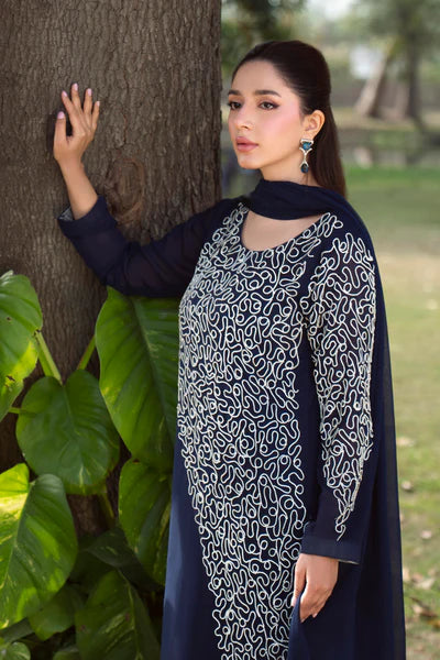 Natasha Kamal - Gorgette Chiffon Jane Suit For Women - Navy  - 3 Piece