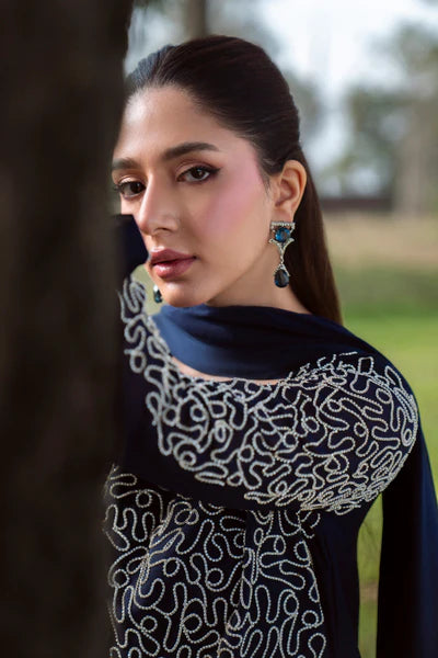 Natasha Kamal - Gorgette Chiffon Jane Suit For Women - Navy  - 3 Piece