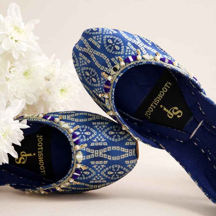 JootiShooti - Bandhani Cobalt Khussa For Women