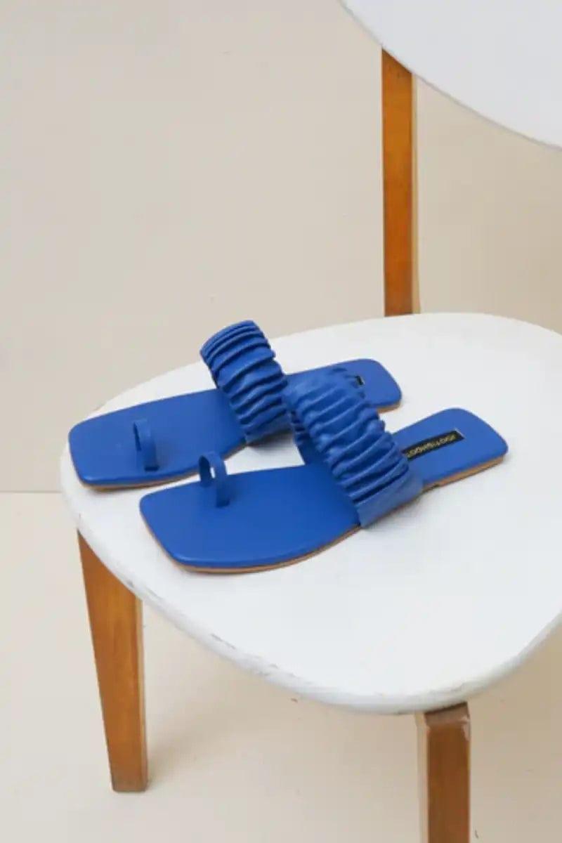 JootiShooti - Aloha Ruffle Slides (Blue) - Vegan-Leather