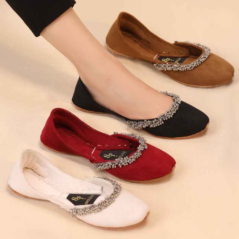 JootiShooti - Beaded Halo Camel Brown Khussa For Women
