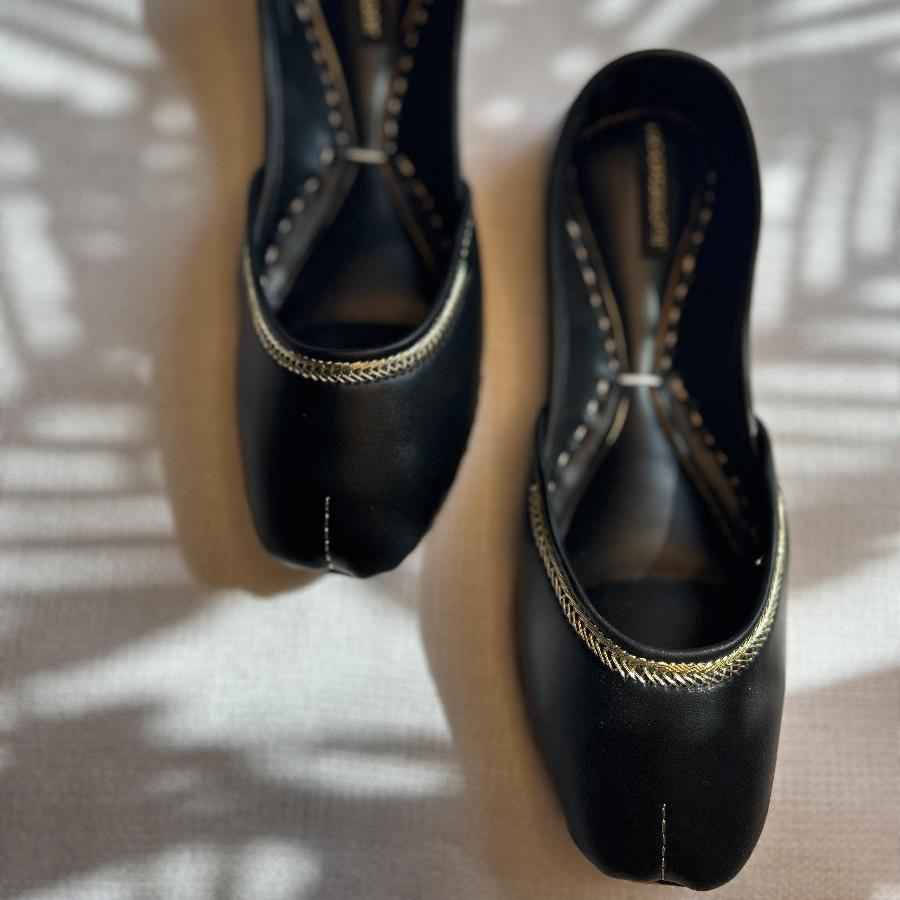 JootiShooti - Black Zari Black Khussa For Women