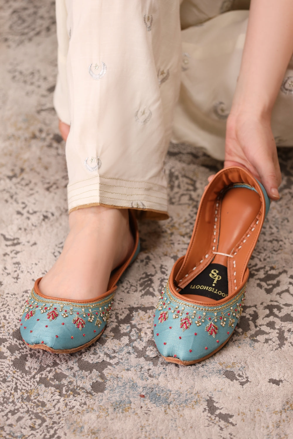 JootiShooti - Dastoor Aqua Khussa For Women