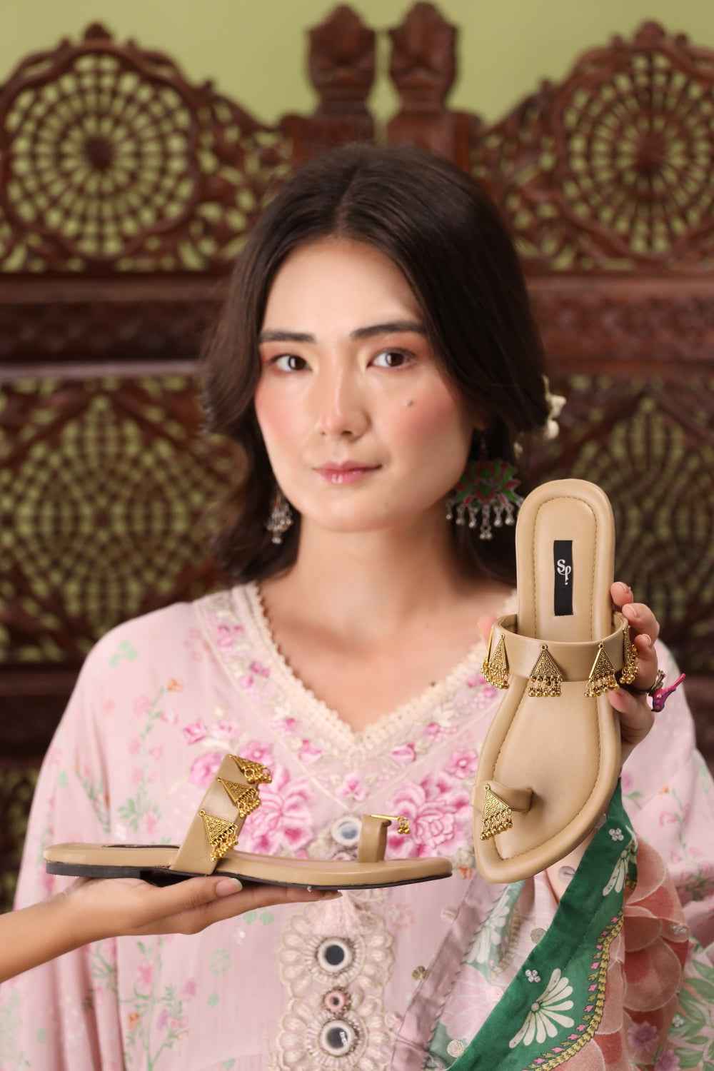 JootiShooti - Nauratan Beige Kolhapuri For Women